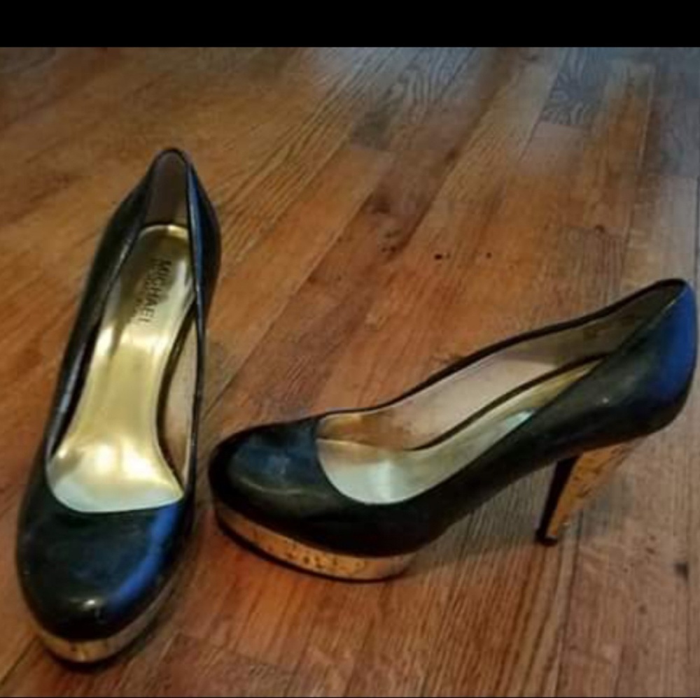 Black patent leather heels
